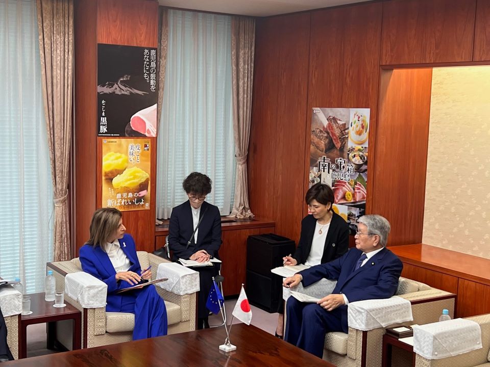 野村大臣とキリアキデス委員の会談の様子