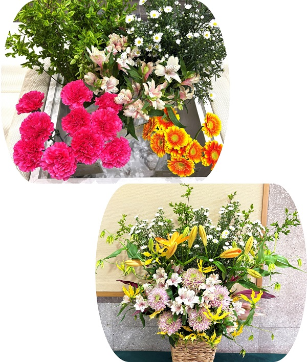 千葉県産カーネーションなど5種類の切り花等とフラワーアレンジメント