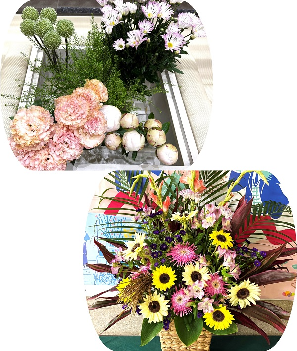 富山県産シャクヤクなど5種類の切り花等とフラワーアレンジメント