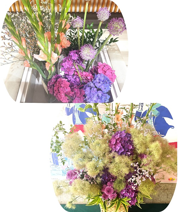 東京都産アジサイなど5種類の切り花等とフラワーアレンジメント