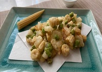 エダマメとヤングコーンの柿揚げ