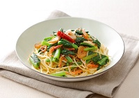 ごせき晩生小松菜と桜えびのペペロンチーノ