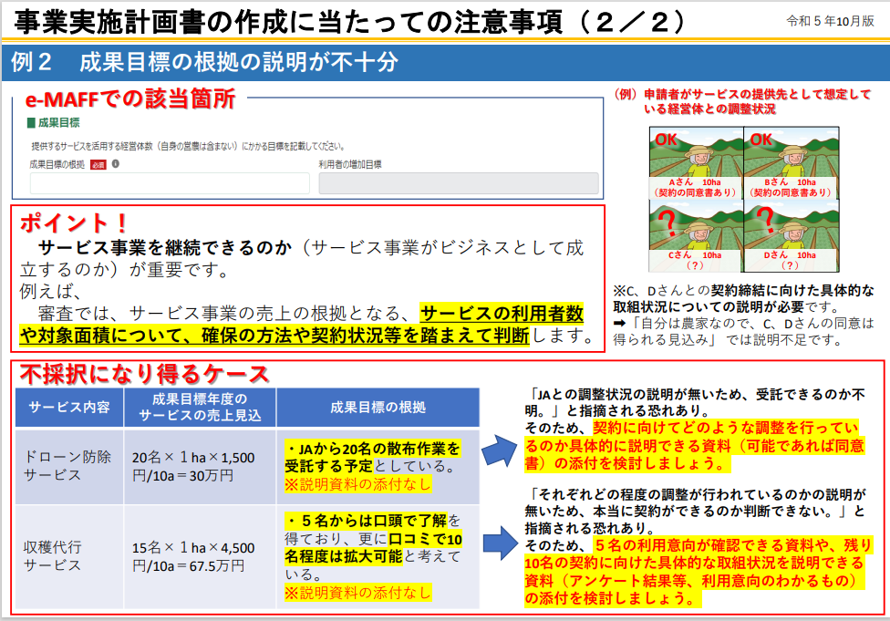 事業実施計画書の作成に当たっての注意事項