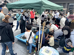 お魚と触れ合う