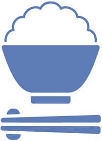 イラスト枠なし茶わん青