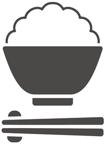 イラスト枠なし茶わん灰黒