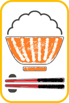 イラスト茶わんオレンジたて縞