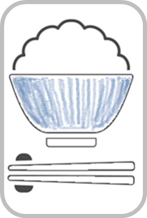 イラスト茶わん青たて縞