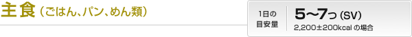 主食(ごはん、パン、めん類)|1日の目安量:5~7つ(SV)2,200±200kcalの場合