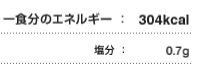 一食分のエネルギー:304kcal 食料自給率:89% 塩分:0.7g