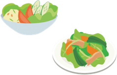 イラスト：サラダ、野菜炒め
