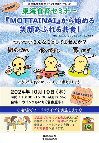令和6年度食育イベント全国キャラバン東海農政局管内案内チラシ