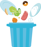 食品を捨てているイメージイラスト