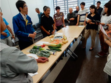 栄養士や生産者とともに農産物の規格を協議する「目合わせ会」