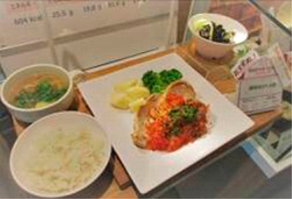 社員食堂で提供されている昼食の例