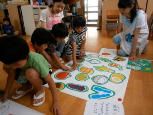 学生が作成した教材（絵カード）を用いた食育ゲーム