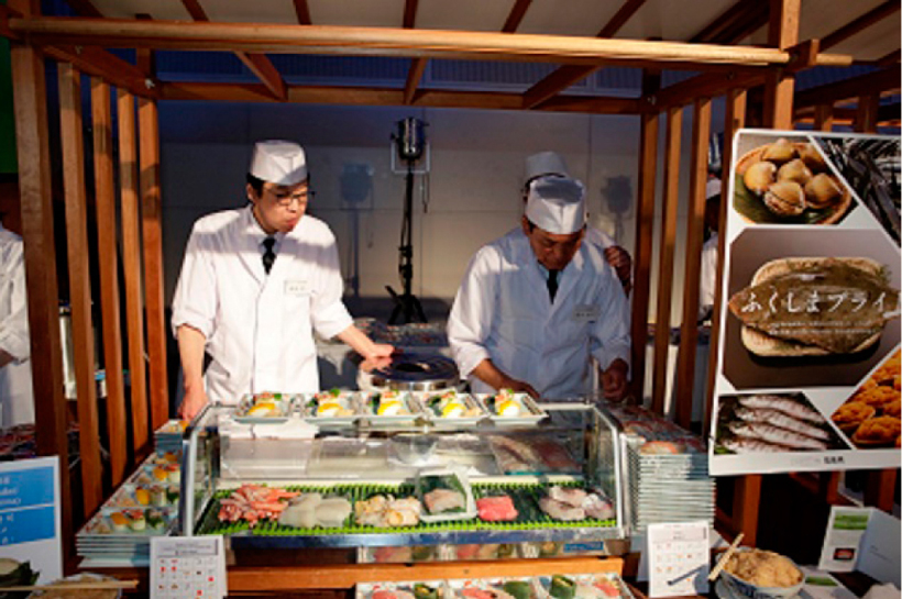 歓迎レセプションにおける福島県産水産物等を使用した握り寿司の提供