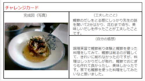 「だしの魅力を探る冒険」振り返りシート