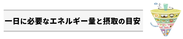 一日に必要なエネルギー量と摂取の目安:対象者の身体活動レベルでコマの大きさが決まる