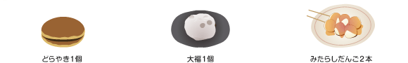 どらやき1個 大福1個 みたらしだんご2本