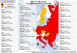 欧州・ロシア等ASF発生状況