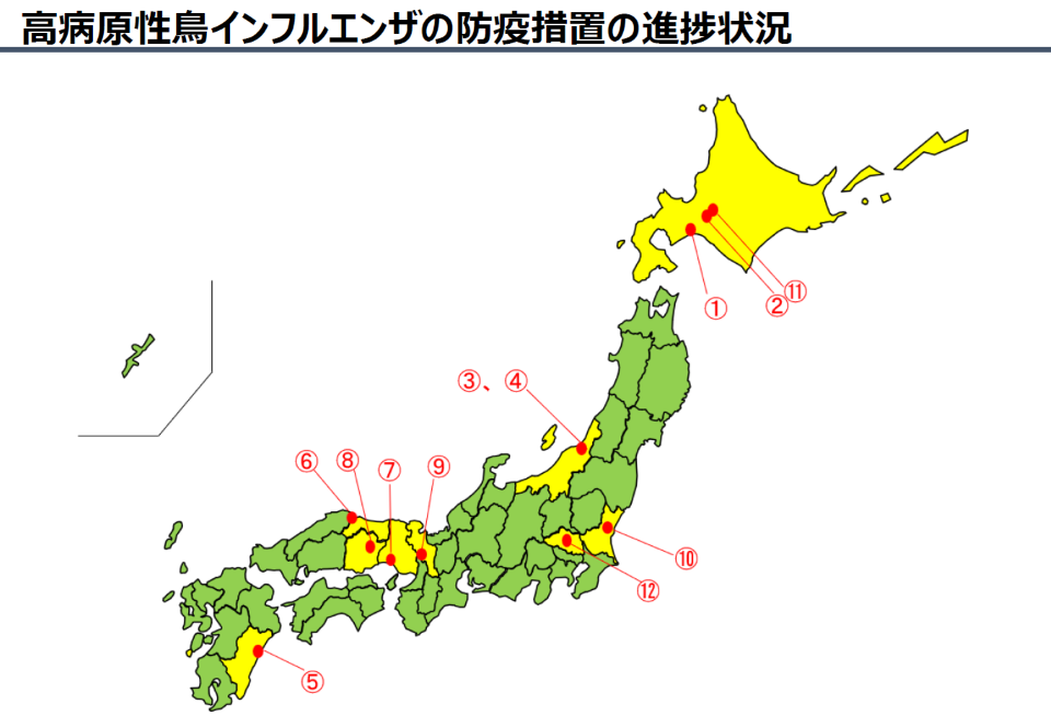 鳥インフルエンザの今シーズン発生状況