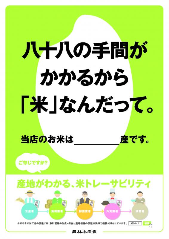 キャッチコピー八十八の手間がかかるから「米」なんだって。