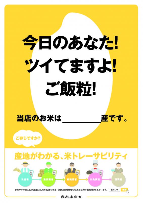 キャッチコピー今日のあなた！ついてますよ！ご飯粒！
