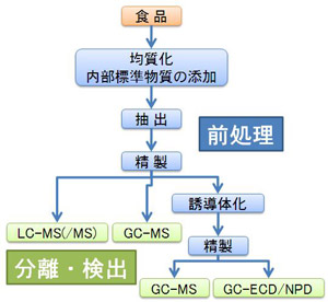 食品中のアクリルアミド分析の手順