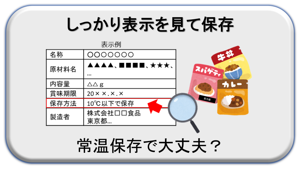 しっかり表示を見て保存 常温保存で大丈夫?