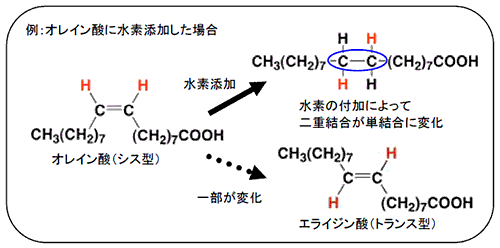 例:オレイン酸に水素添加した場合