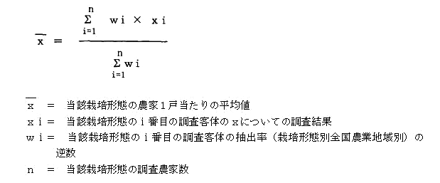 農家1戸当たり平均値の算出式