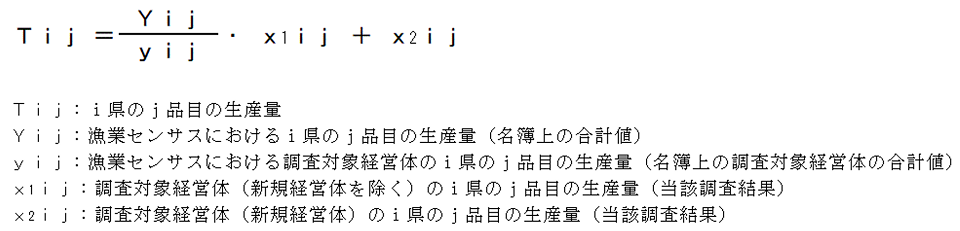 主産県別品目別生産量の推計式
