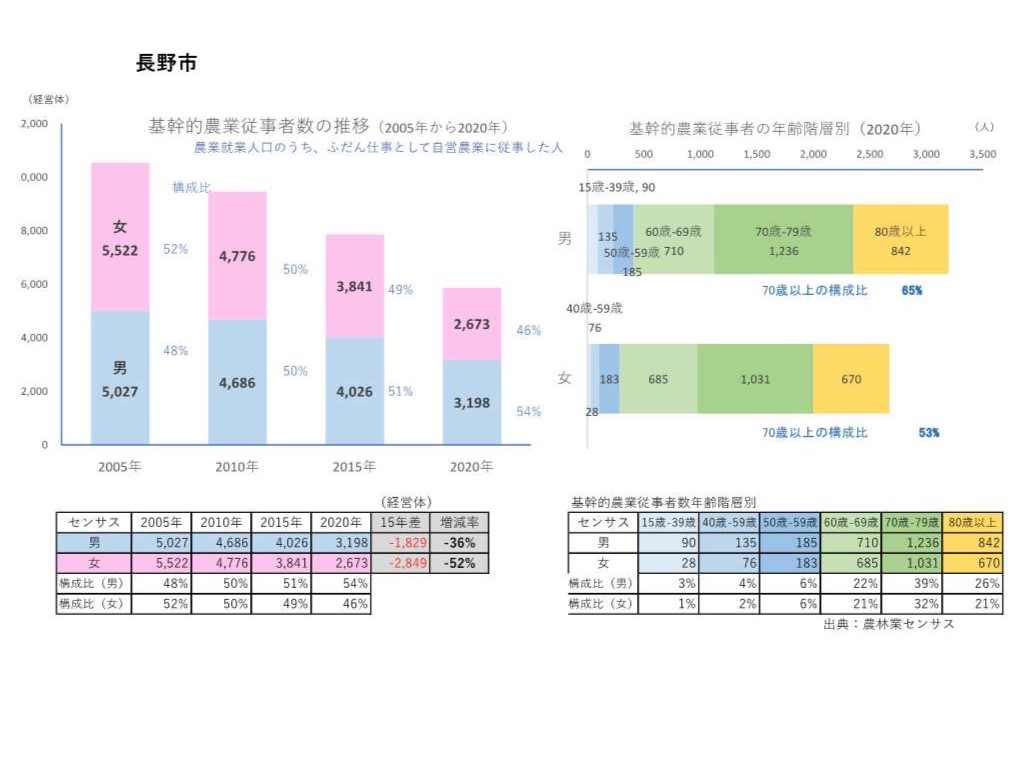 基幹的農業従事者（長野市）