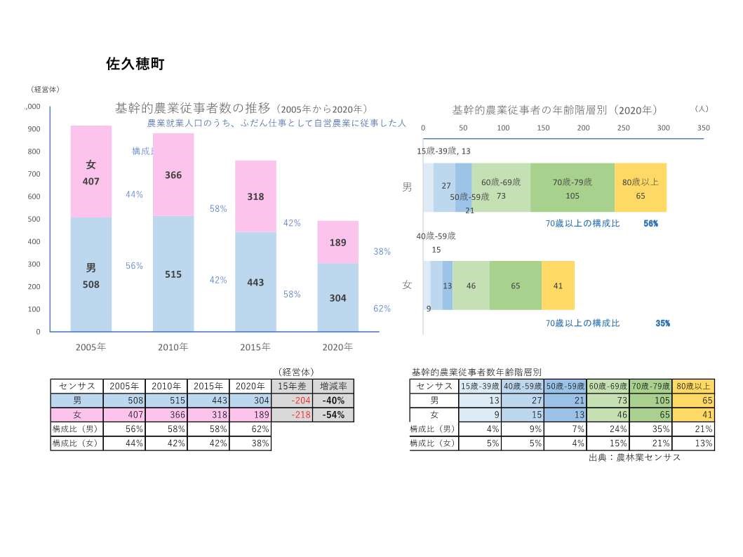基幹的農業従事者数の推移_佐久穂町