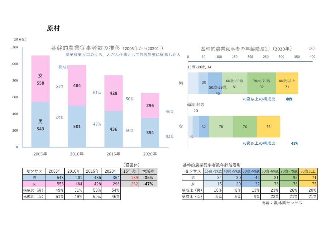 基幹的農業従事者数の推移_原村