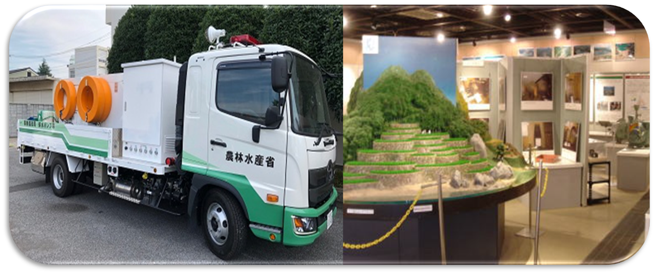 排水ポンプ車と農業土木展示室