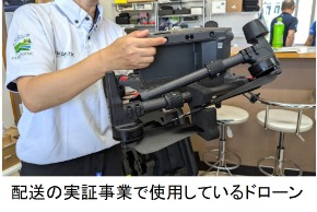 配送の実証実験で使用するドローン