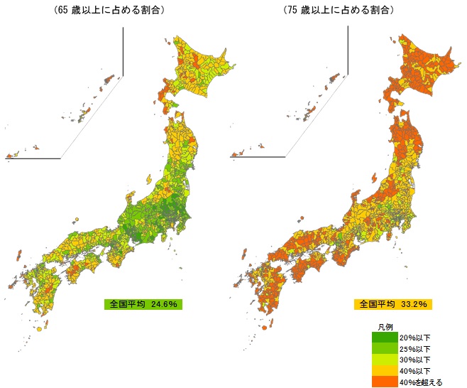 食料品アクセス困難人口の市町村別の割合（2015年）