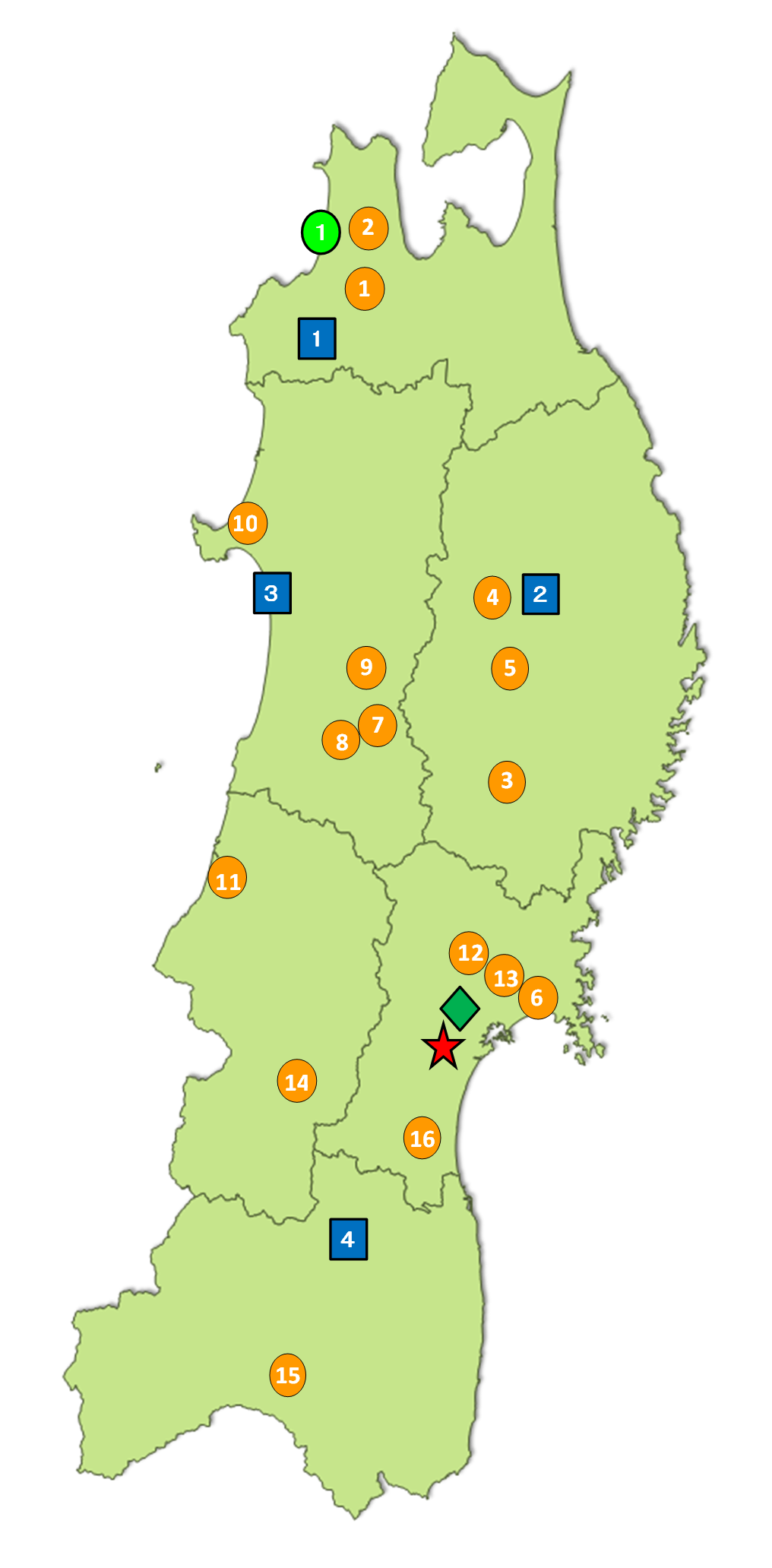 東北管内事業所配置図